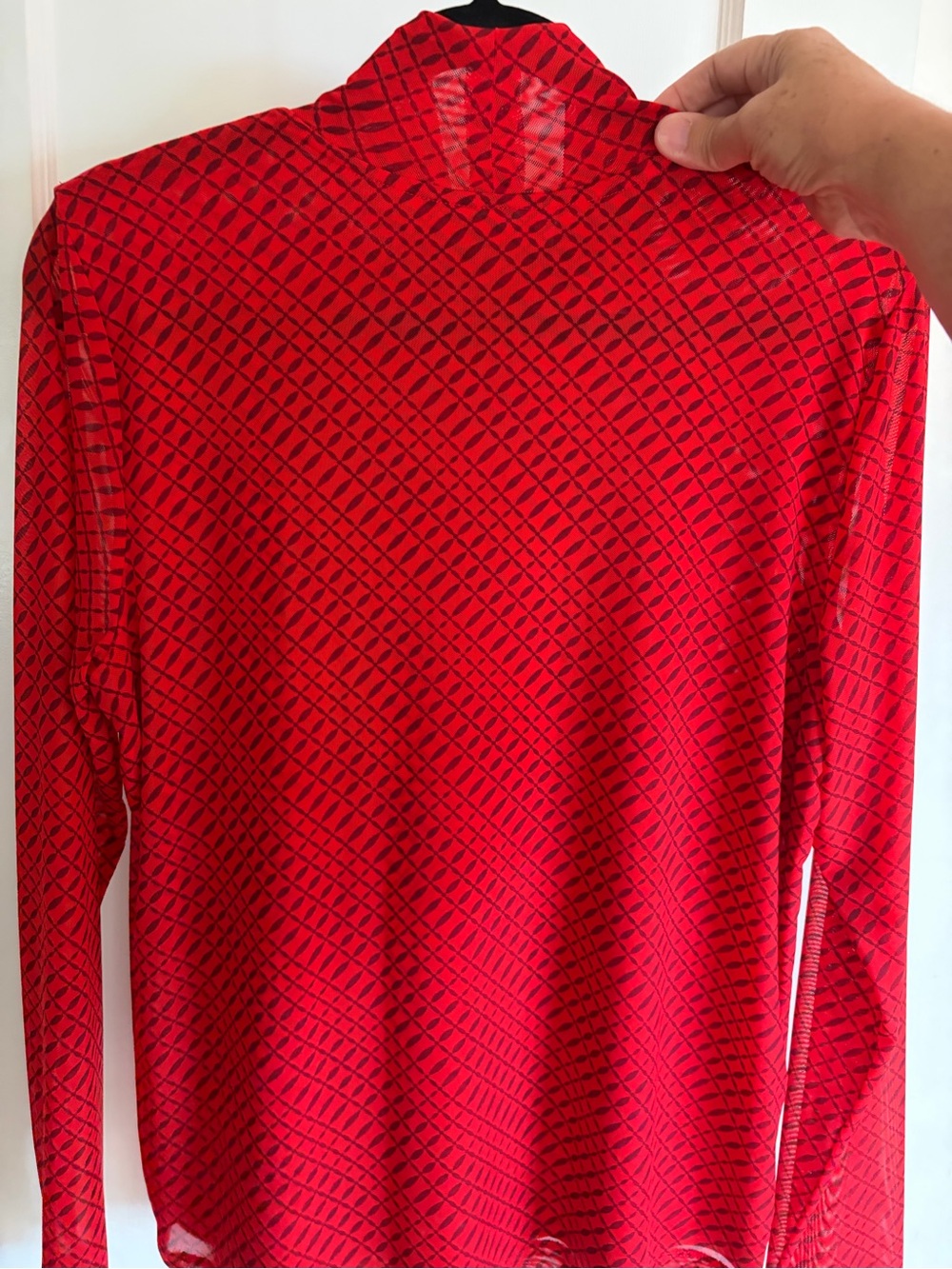 Cool Red Patterned Long-Sleeve Top - Picture 5 of 5